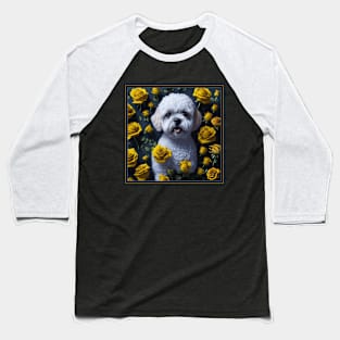 Maltipoo yellow roses Baseball T-Shirt